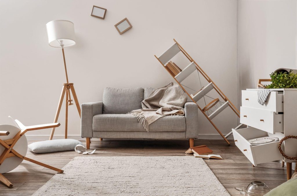 A house in disarray after an earthquake