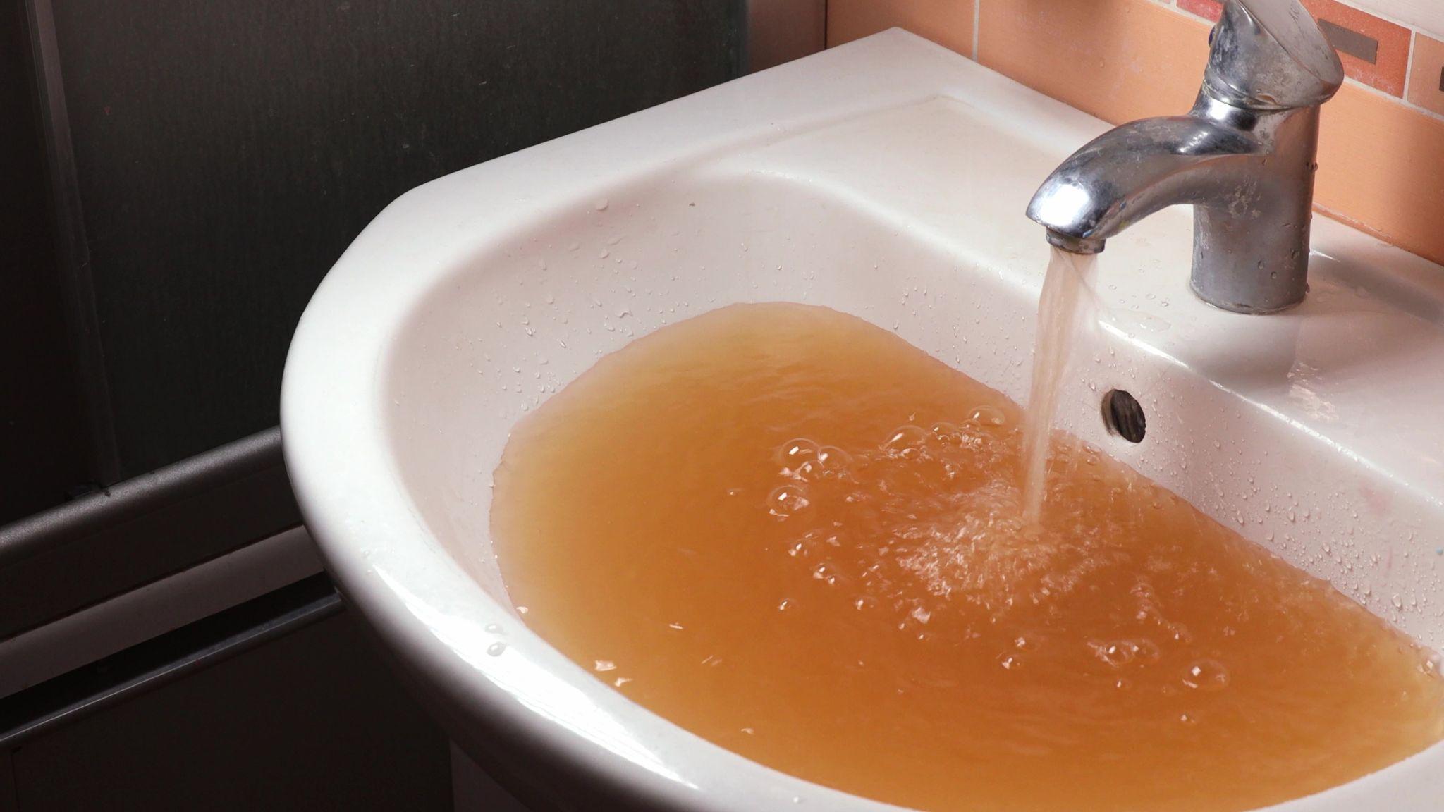Discolored faucet water, an indication of plumbing damage caused by a CA wildfire